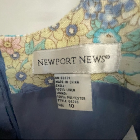 Newport News 100% Linen Blue and Cream Sheath Dress - Picture 5 of 5